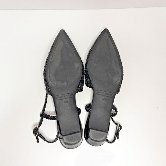 Marc Fisher Woven Slingback Kelysa Ballet Flat Black Pointed Toe Womens Size 8.5 - Picture 8 of 14